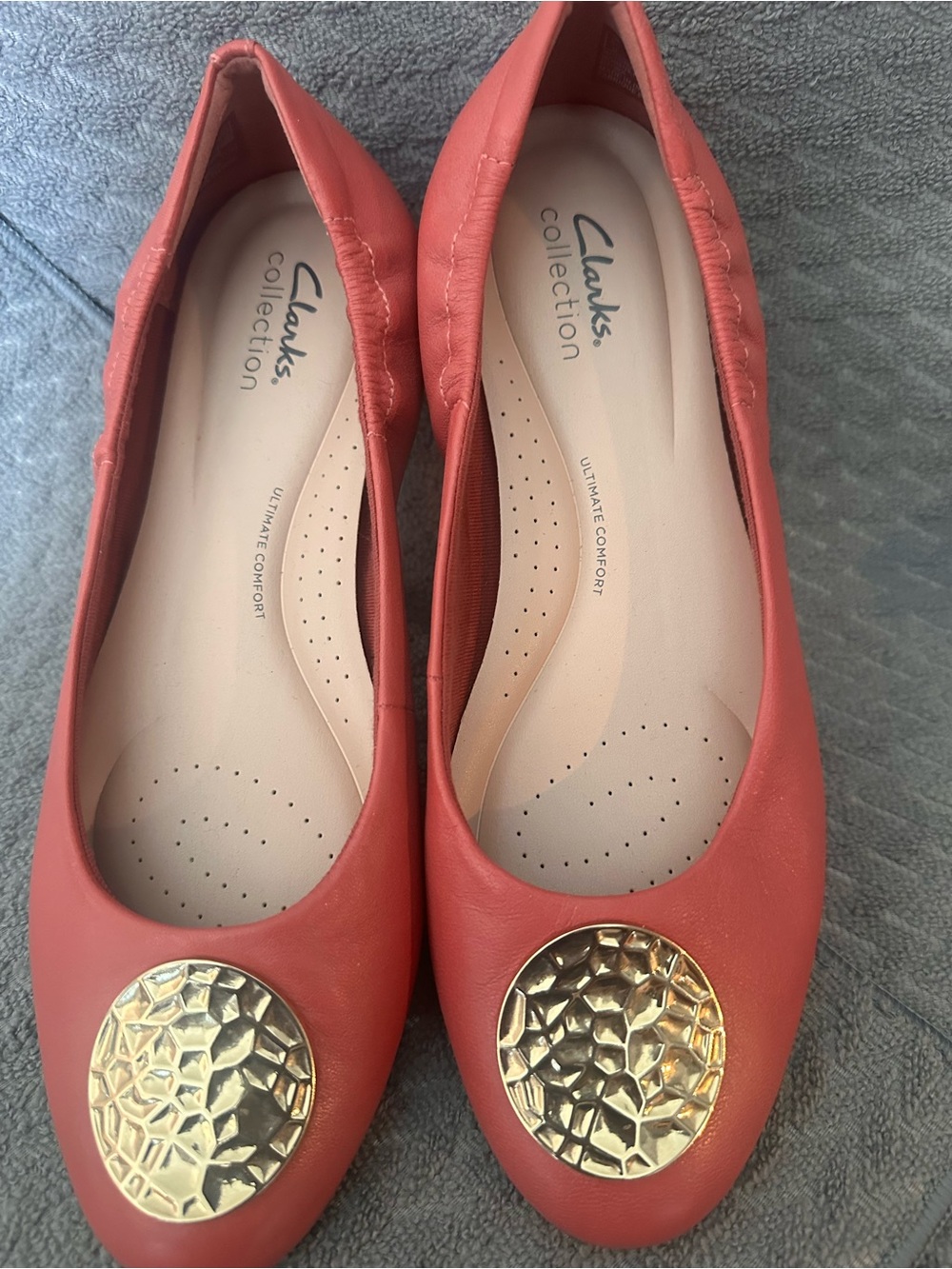 Clarks Collection Women's Coral Ballet Flats with Gold Medallion